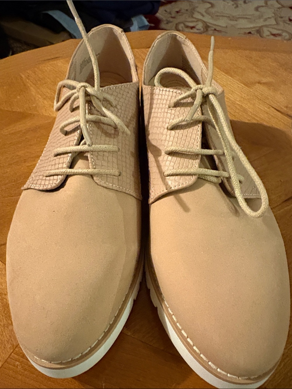 Women's Tan Suede Lace-Up Derby Oxfords